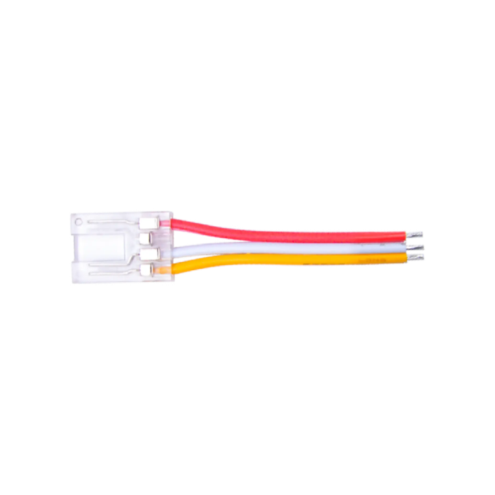Conector tira LED 10mm cable bruja transparente 3pin 3.5A