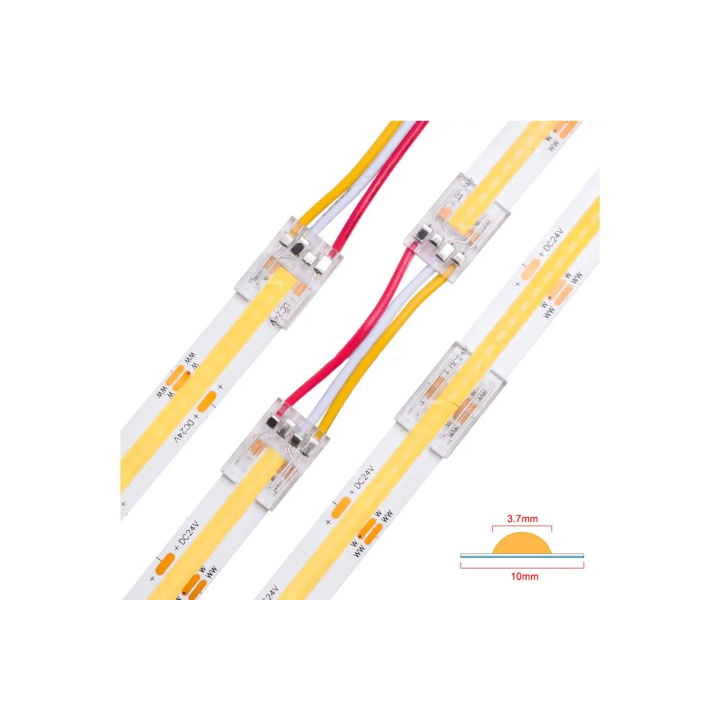Conector para tira LED 10mm esquina transparente 2pin 5.5A
