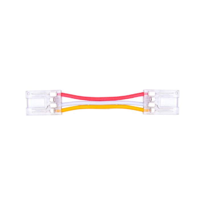 Conector para tira de LED 10mm cable bruja doble cara transparente 3pin 3.5A