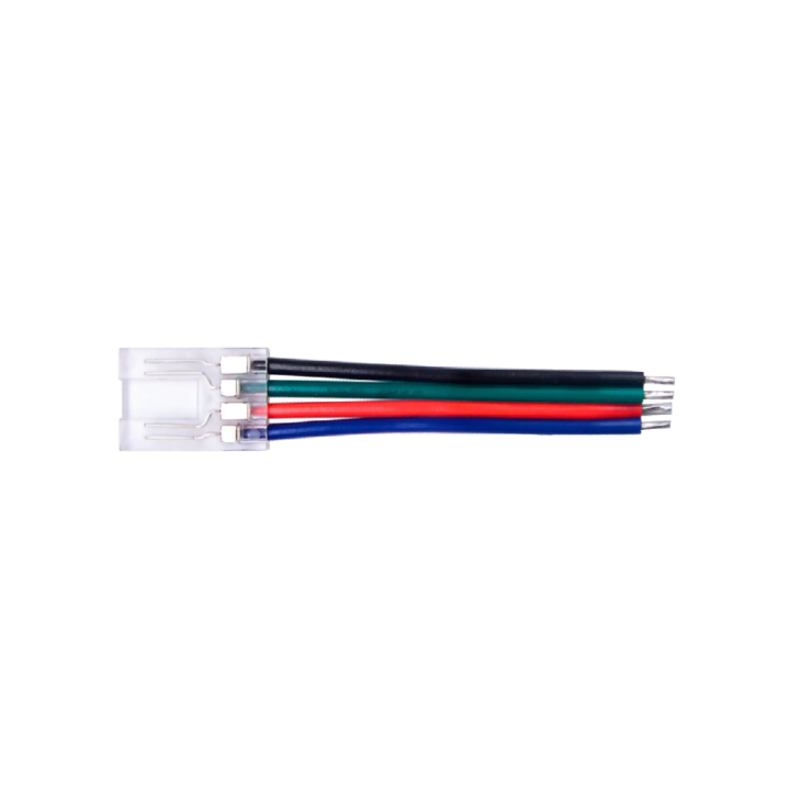 Conector tira LED 10mm cable bruja transparente 4pin 3.5A