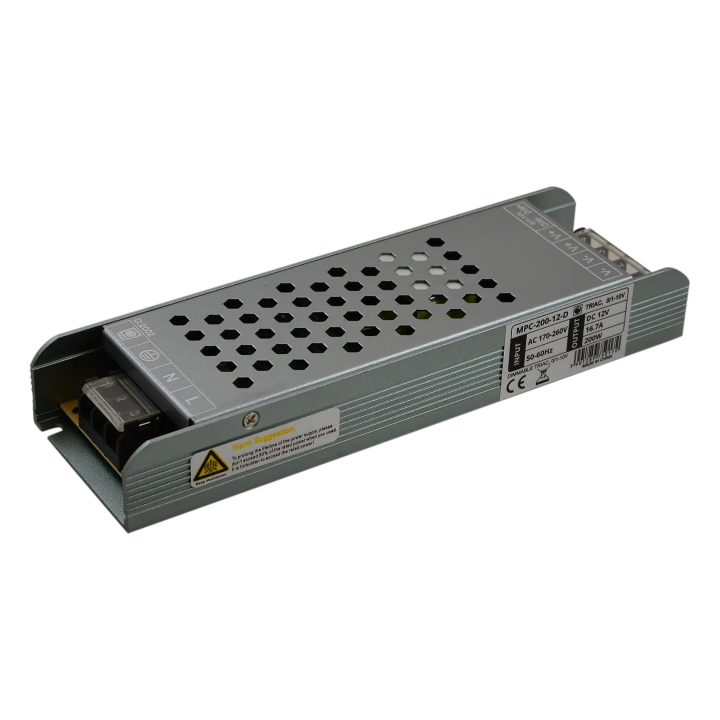 Constant Voltage Power Supply 12V 200W Dimmable TRIAC, 0/1-10V