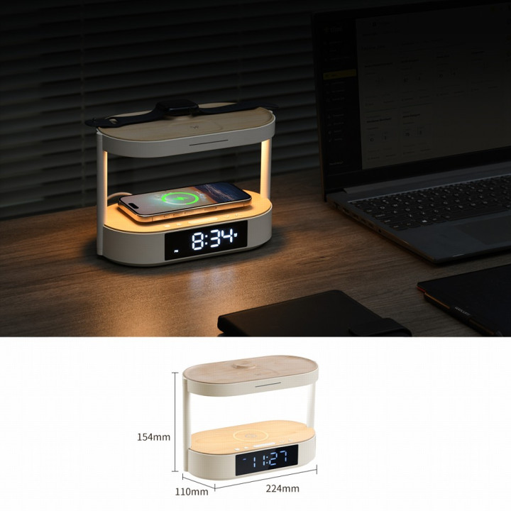 Immax 09111L Triple Dock LED Alarm Clock with 3x Wireless Charging Station
