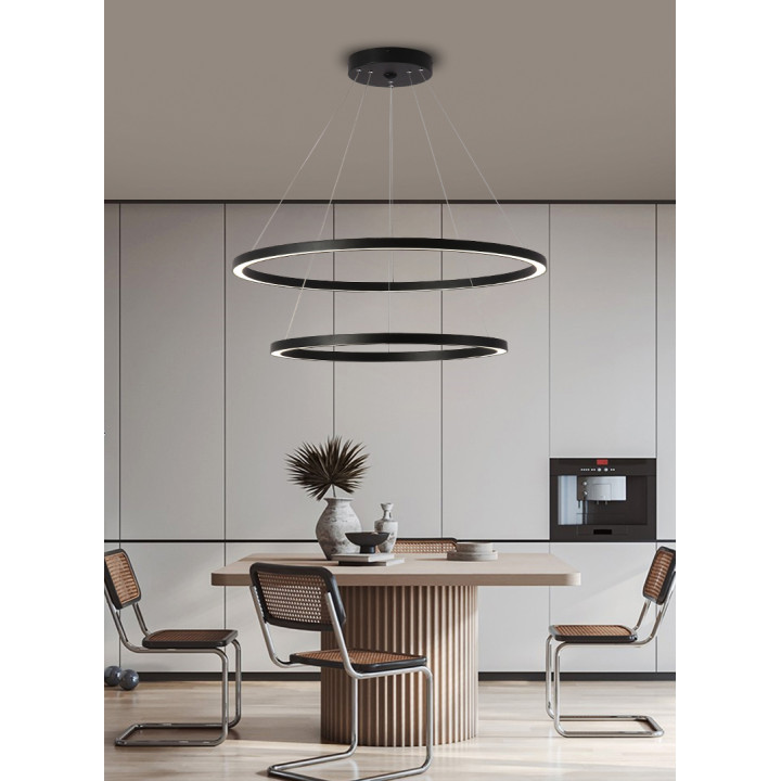 Immax NEO FINO Smart Pendant Light Black 60+80cm CCT 93W, Zigbee 3.0
