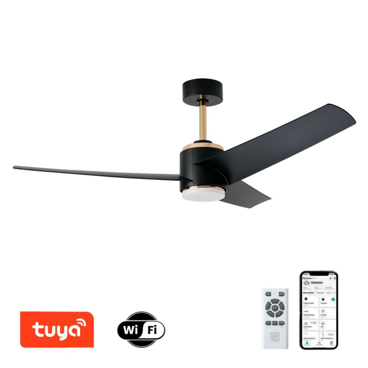 Immax NEO LITE BEAUTY Smart LED Ceiling Light with Fan Tuya WiFi Black/Pink Gold
