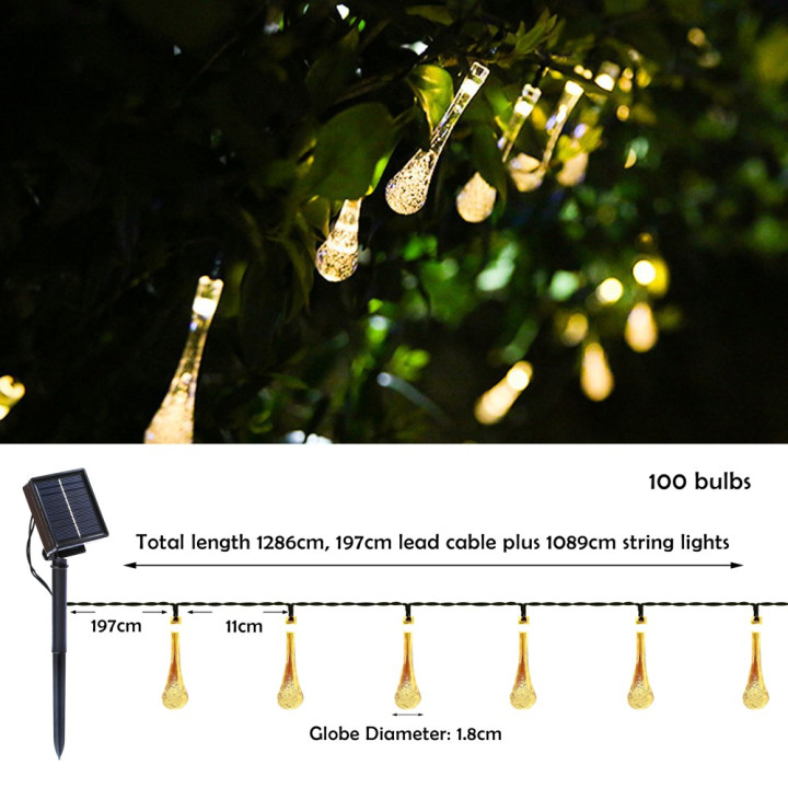 Immax 08505L DROP Solar LED Decorative Chain 100 LEDs 10m 3000K Warm White IP65