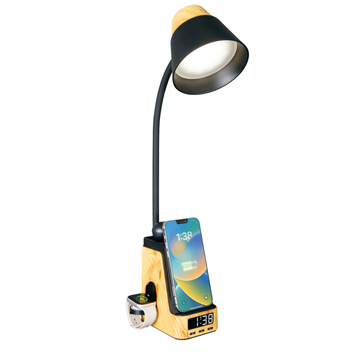 Immax IDEAL LED Table Lamp with QI Charging CCT Light Wood/Black