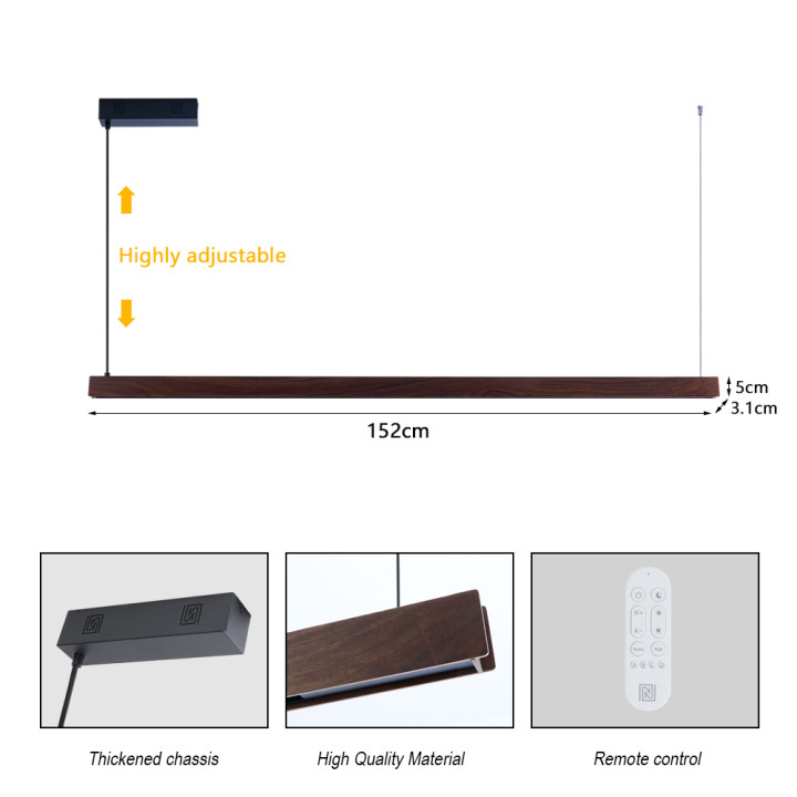 Immax NEO-MADEIRA Walnut Wood Linear 152cm 33W on Cord Tuya WIFI BEACON CCT Dimmable