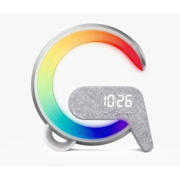 Immax 08987L LED relaxation lamp FLAMINGO with Qi charging, alarm clock, RGB, USB output, silver