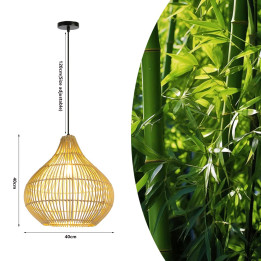 Immax 08257L BOHO PELO Design Pendant Luminaire 40x40cm E27 Rattan Black