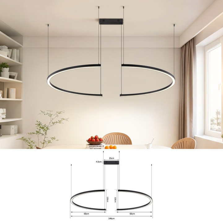 Immax NEO FINO MOON Smart Pendant Light 2x Semicircle, 120cm, W, Zigbee 3.0, Black