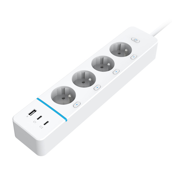 Immax NEO LITE 07821L Smart Power Strip 4AC+1xUSB+2xUSB-C, Type E, WiFi