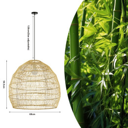 Immax BOHO DELICADO Designer Pendant Lamp D60cm E27 Natural Rattan Black 08261L