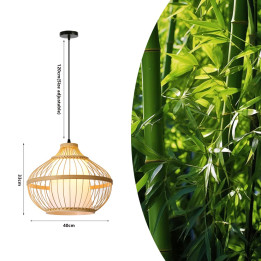 Immax 08256L BOHO PINCHOS Design Pendant Luminaire, D40, E27, Bamboo Wood