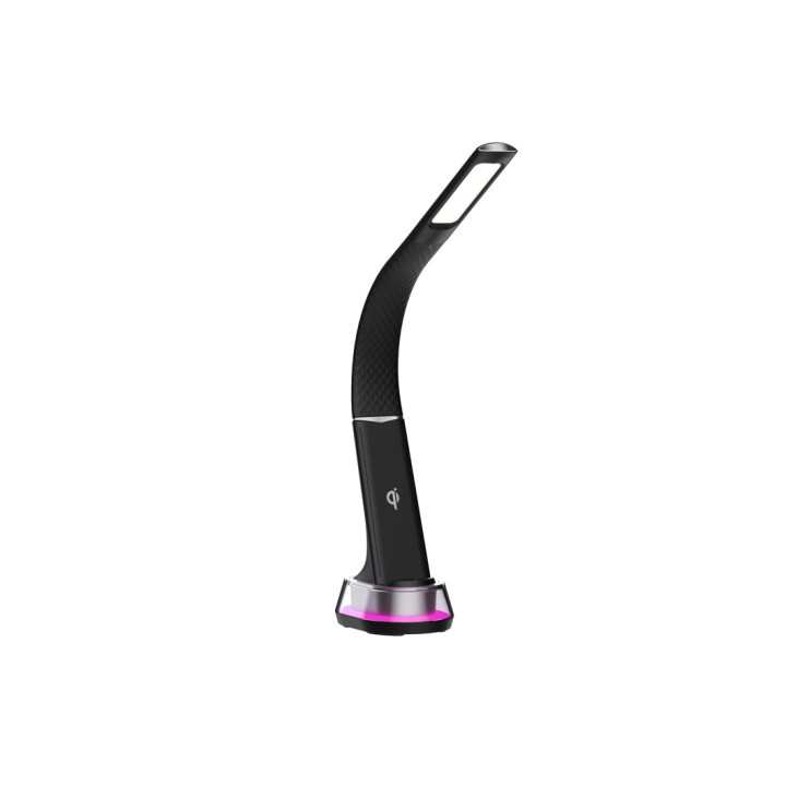 Immax CORELLA LED table lamp with Qi charging black + silver elements, RGB backlight