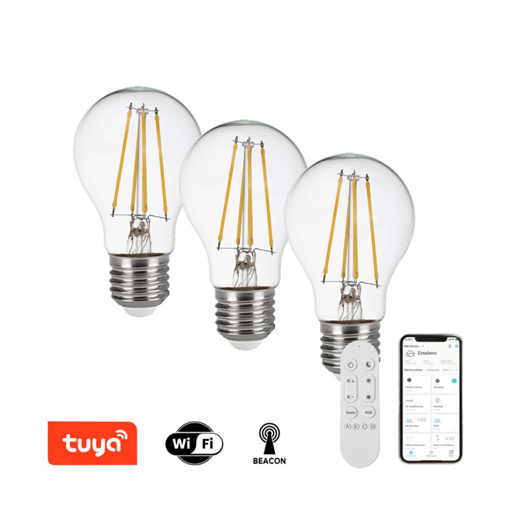 Immax NEO 07806CDO Smart LED Filament Bulb 3xE27 7.3W CCT 900lm Dimmable WiFi Beacon Remote Control