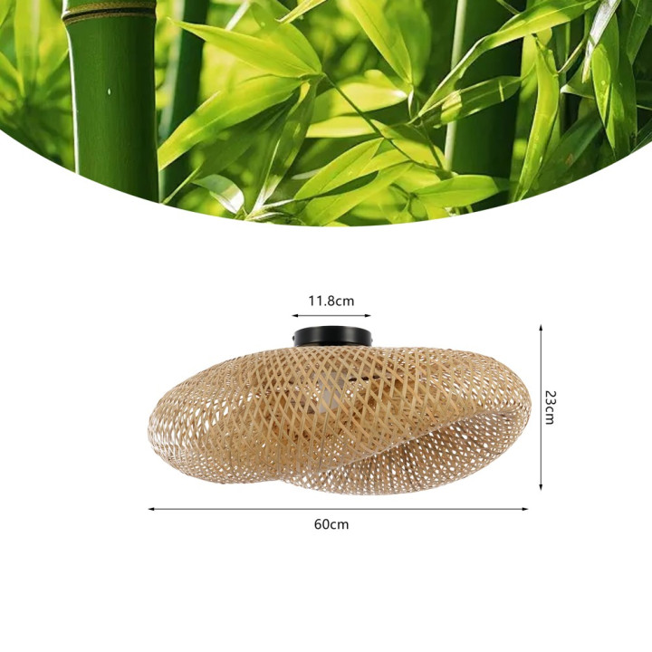 Immax 08298L BOHO HILO Design Ceiling Luminaire, D60cm, E27, 40W, Bamboo, Black