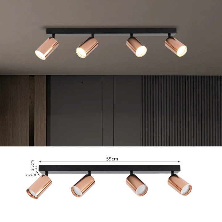 Immax PUNTO-4 Ceiling Wall Spot Light Linear 4 Heads GU10, Copper