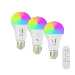 Immax NEO LITE Smart 3x bulb LED E27 11W RGB + CCT color and white, dimmable, WiFi, Beacon, remote control