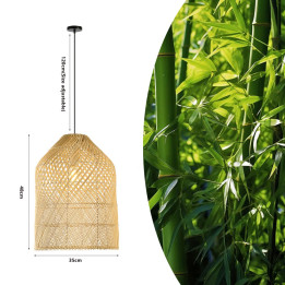 Immax BOHO PELO Design Pendant Luminaire D35cm E27 Rattan Black 08259L