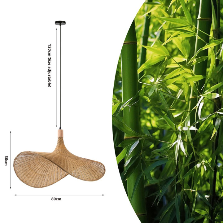 Immax BOHO SOMBRERO Design Pendant Luminaire D80cm, E27 Natural Rattan