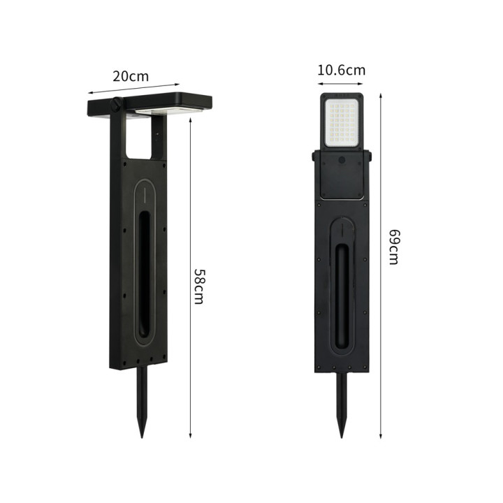 Immax 08517L SUN SLANT IP44 Outdoor Solar LED Stake Light, 4000K, Black