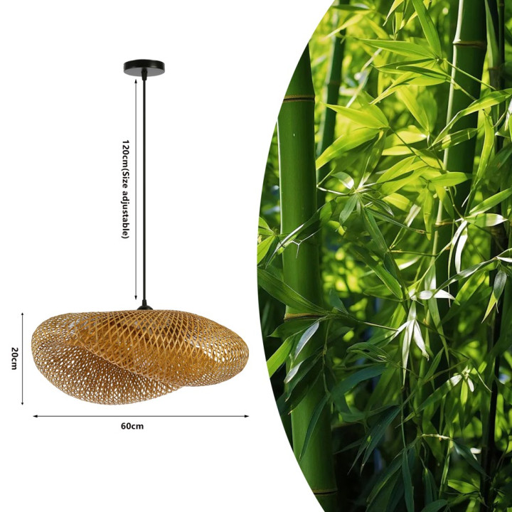 Immax BOHO HILO Design Pendant Luminaire D60cm E27 Bamboo Black