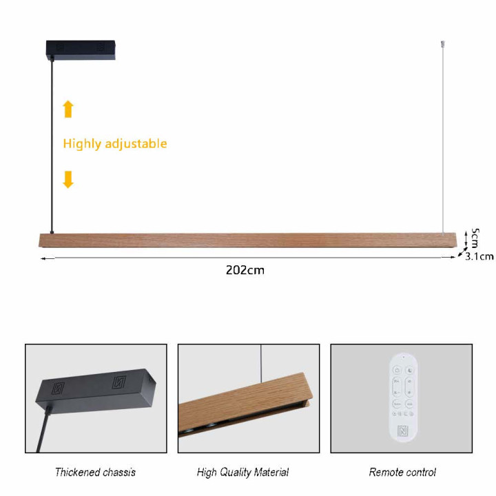 Immax NEO-MADEIRA Oak Wood Linear 202cm 44W Smart Ceiling/Wall Light Tuya WiFi CCT Dimmable 07305L