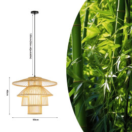 Immax 08255L BOHO PINCHOS Design Pendant Luminaire, D50cm, E27, Bamboo Wood