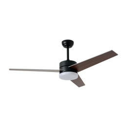 Immax NEO LITE VARIABLE Smart LED Ceiling Light with Fan, Tuya WiFi, Dark Wood/Silver