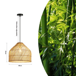 Immax 08264L BOHO PELO Design Pendant Luminaire, 35x40cm, E27, Natural Rattan
