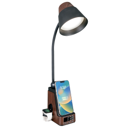 Immax IDEAL LED Table Lamp with QI Charging CCT Dark Wood/Black