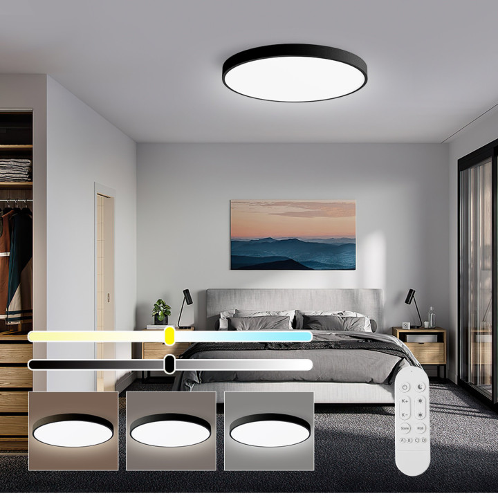 Immax NEO LITE SEMPLICI Smart Ceiling Light Black 50cm 48W 3468 lm Tuya WiFi BEACON