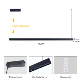 Immax NEO-MADEIRA 07307L Black Wood Linear Smart Ceiling Light 152cm 33W CCT Dimmable Wi-Fi