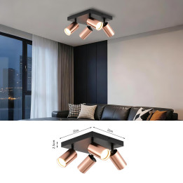 Immax PUNTO-4S Ceiling Wall Spotlight Square 4 Heads GU10 Copper