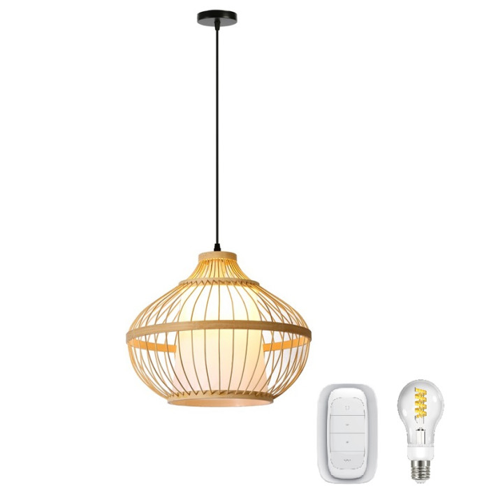 Immax BOHO PINCHOS Smart Pendant Luminaire 40W E27 Bamboo Wood D40