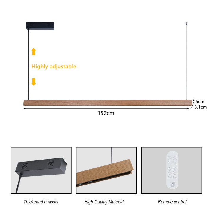 Immax NEO-MADEIRA Oak Wood Linear 152cm 33W Smart Ceiling/Wall Light with Tuya WiFi Beacon CCT Dimmable 07304L