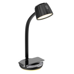 Immax 08996L PERLA LED Desk Lamp with Qi Wireless Charging, Black/Grey