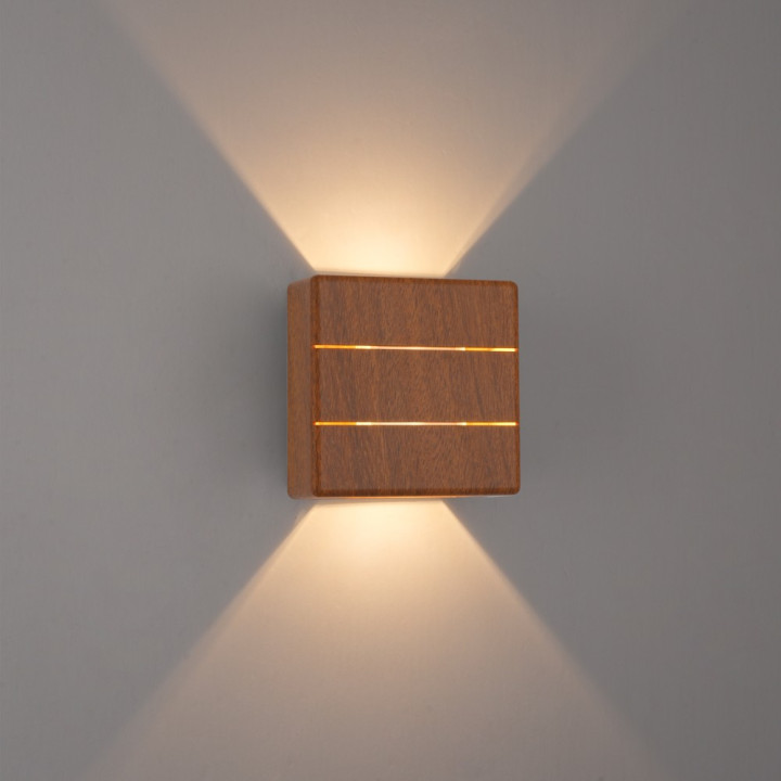 Immax LUXLINE 08523L Smart Outdoor LED Wall Light, 6W, 3000K, IP54, Walnut Wood