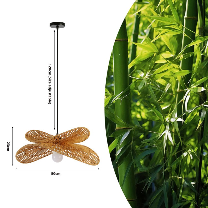 Immax BOHO MARIPOSA Design Pendant Luminaire 50cm E27 Natural Jute