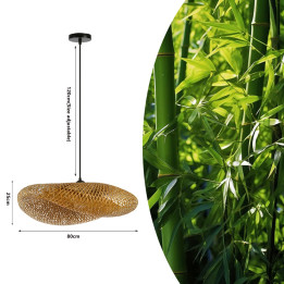 Immax 08270L BOHO HILO Design Pendant Luminaire, L80cm, E27, Bamboo, Black