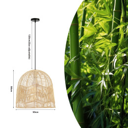 Immax BOHO PELO Design Pendant Luminaire D50cm E27 Natural Rattan Black 08263L