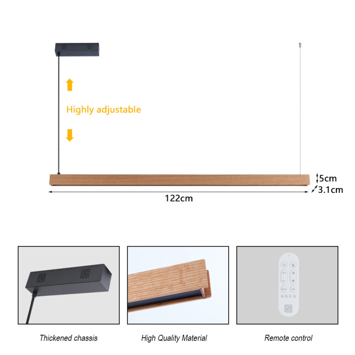 Immax NEO-MADEIRA Oak wood linear 122cm 26W on cord Tuya WIFI BEACON CCT dimmable