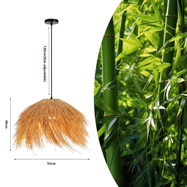 Immax BOHO NATURALEZA Design Pendant Luminaire L55cm E27 Natural Rattan Black