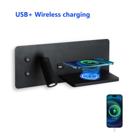 Immax LED Be PREPARE 4in1 Spot Light with QI Charging and USB, Black Right (08287L)