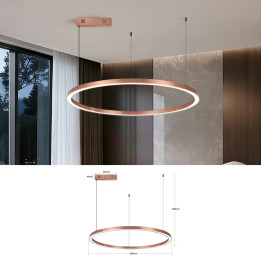 Immax NEO FINO NEW Smart pendant light 80cm CCT 60W, Zigbee 3.0 copper/ Rose gold