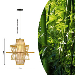Immax BOHO PINCHOS Design Pendant Luminaire, D45cm, E27, Bamboo Wood