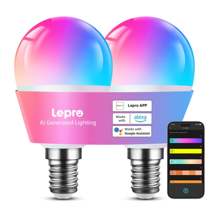 LEPRO BP1-2 E14 Smart LED Bulb Wi-Fi Bluetooth 470lm 2-Pack