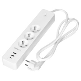 ORNO OR-SH-17520/W Smart Power Strip – 3 Schuko Outlets + 2 USB-A + 1 USB-C, 1.8m Cable, Wi-Fi, White