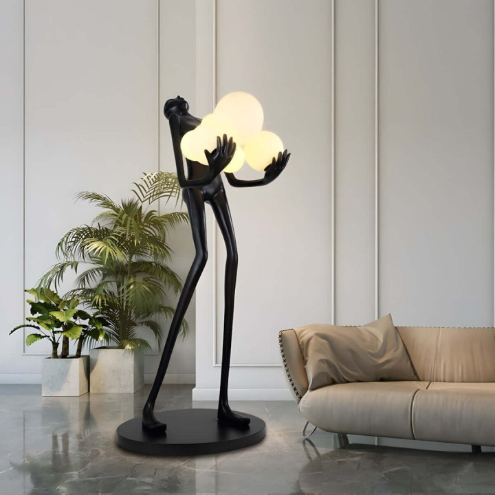 Immax 08808XL Siluette Human Ball lampa podłogowa 180 cm czarne włókno szklane 6xE27