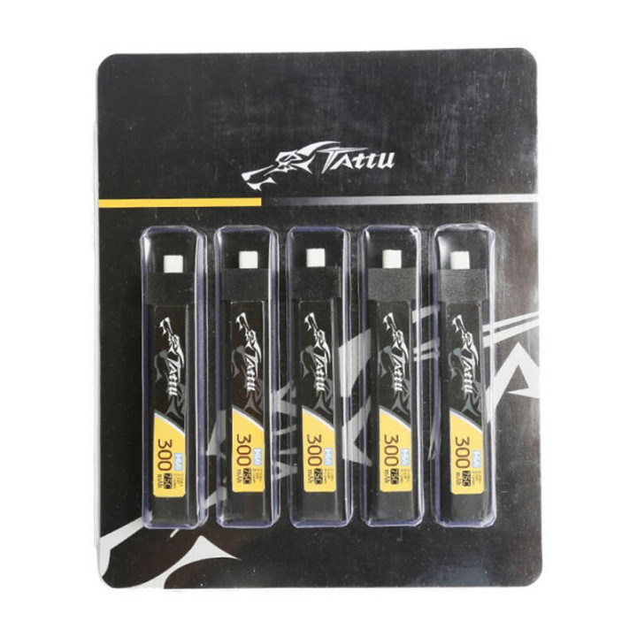 Tattu LiPo 300mAh 3.8V 75C 1S1P HV BT2.0 Battery (5pcs)